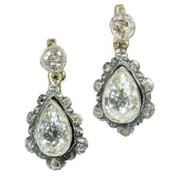 Antique rose cut diamond earrings pear shaped